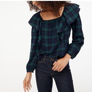 JCrew Plaid Ruffle Women's Top